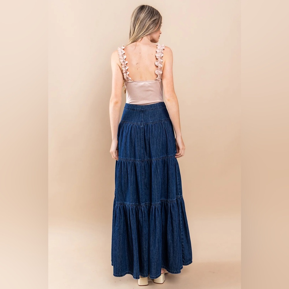 Women's Boho Western Maxi Denim Skirt 🤠 - Picture 4 of 7